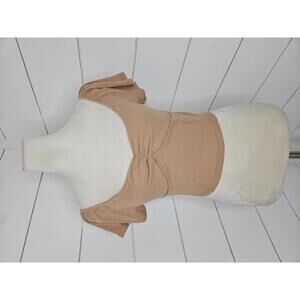 American Eagle Outfitters XS tan cropped top with flutter sleeves